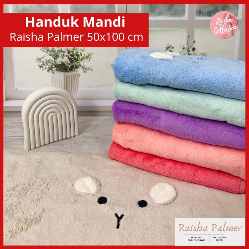 RC Handuk Mandi Dewasa Raisha Palmer Bordir Matta Ukuran 50x100cm