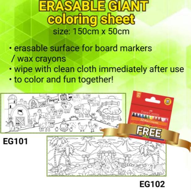 

[DISCOUNT PPE50] Erasable giant coloring sheet / kertas mewarnai jumbo raksasa bisa dihapus Terkini