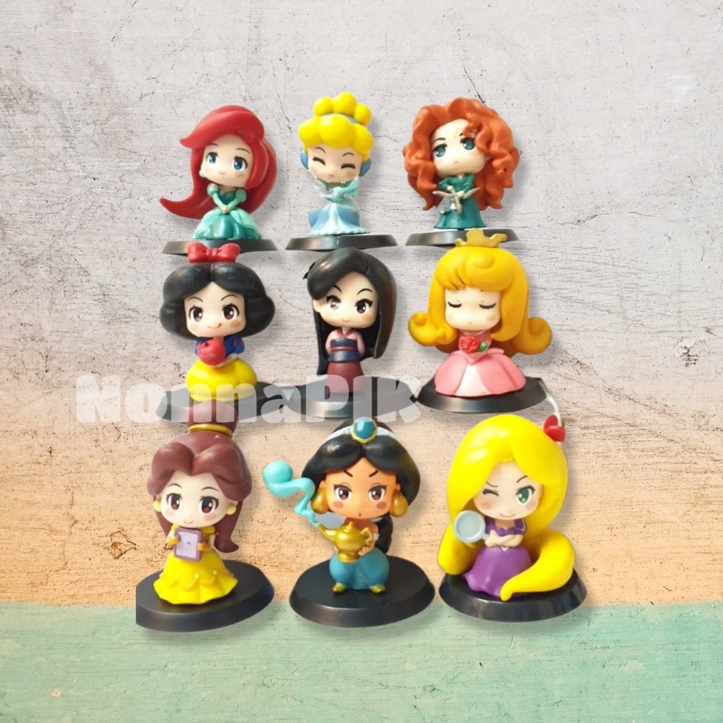 Princess Action Figure Set Pajangan Miniatur Cake Toppers