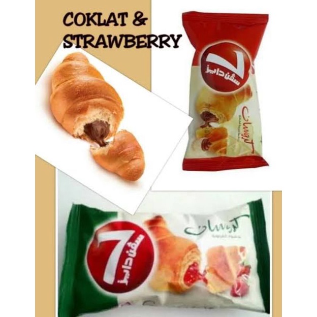 

7days croissant/7days coklat/7days strawberry/7days roti umraoh haji/ croissant saudi