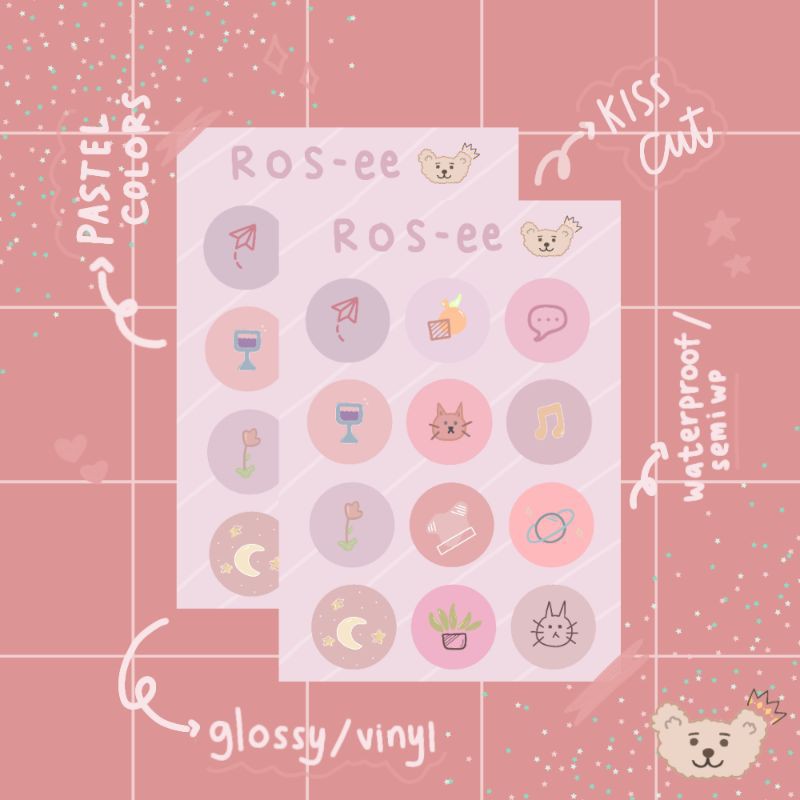

Ros-ee Sticker Sheet / Stiker Dekorasi Shan Shine