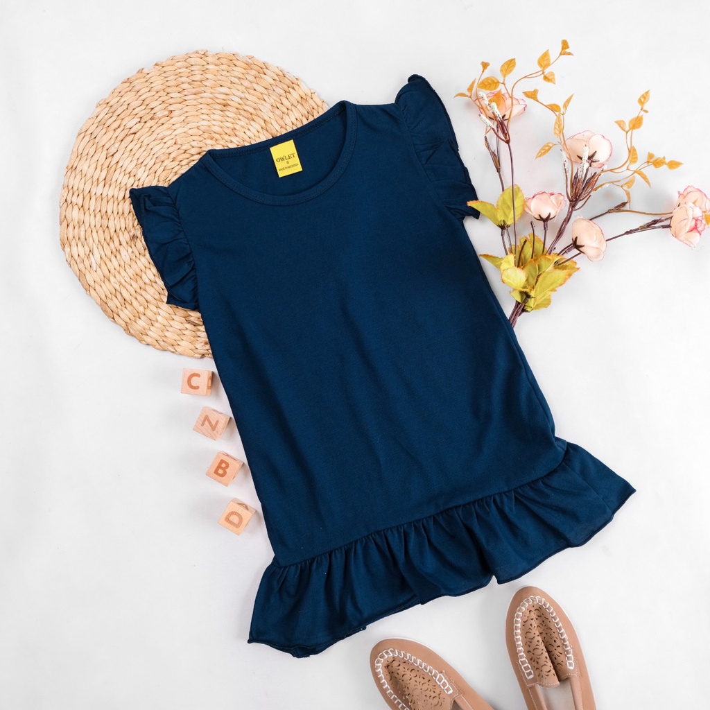 owlet - Dress ruffle polos anak / daster anak (1-6 tahun)