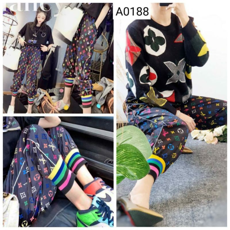 Celana joger LV wanita import