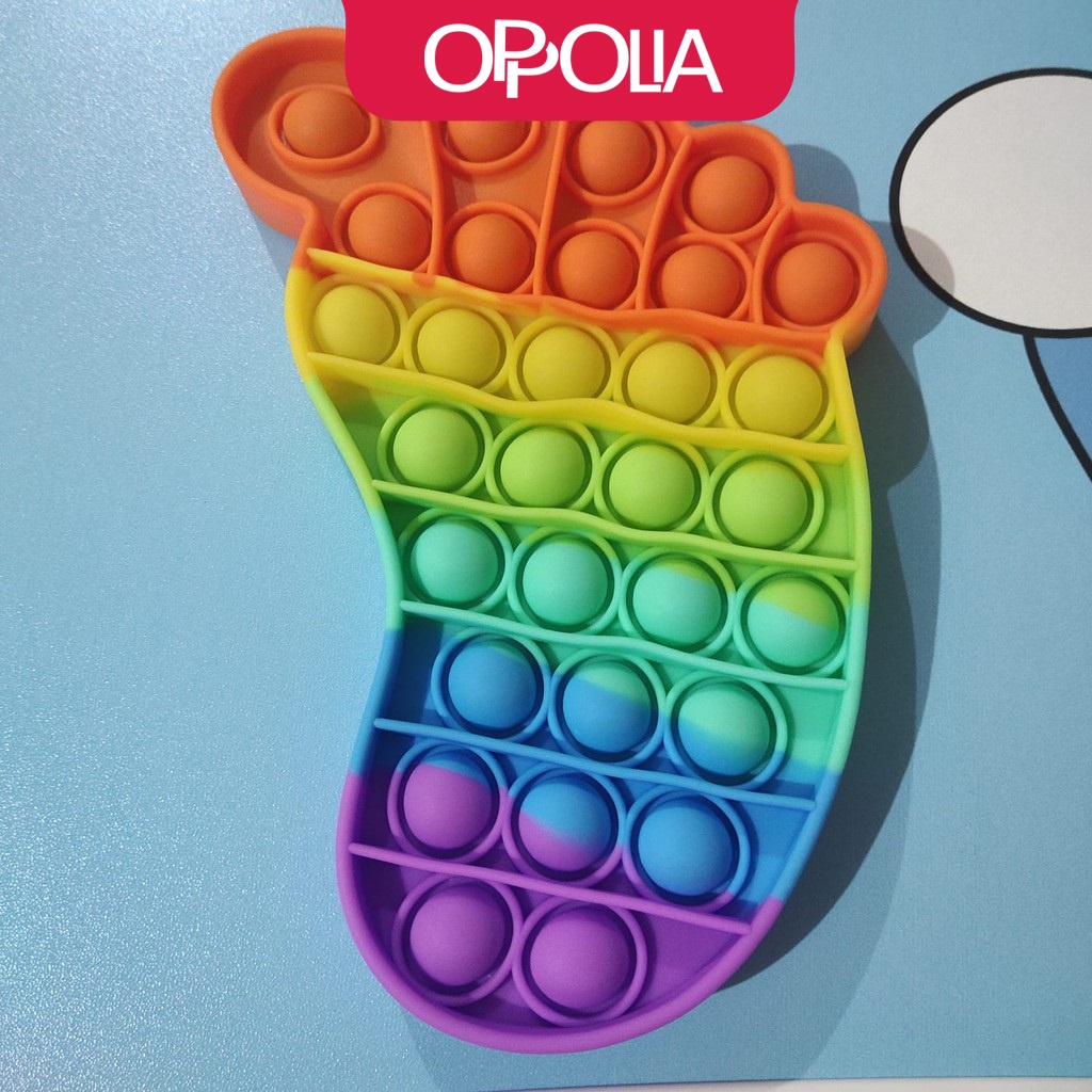 Oppolia Popit Murah Rainbow Foot Unicorn Fidget Push Pop Its Fidget Toy Kaki Rainbow-5
