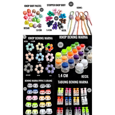 JEPIT STOPPER JEPIT TALI MASKER TABUNG KNOP KLAKSON BENING WARNA BAHAN CRAFT KALUNG GELANG STRAP MAS
