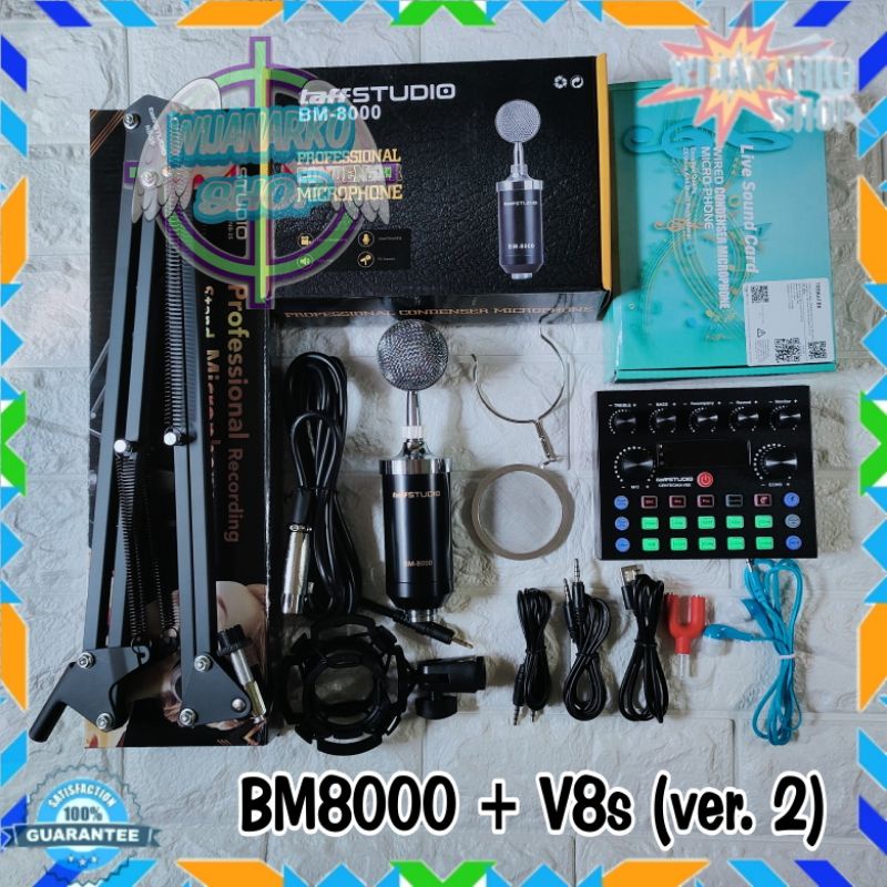 PAKET REKAMAN LITE [3] MIC BM8000 Stand Soundcard V8s / V8 / V8plus