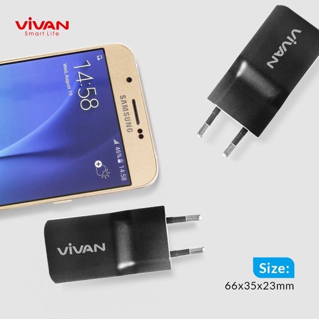 Charger Casan VIVAN DD01 Dual USB HP Adaptor Kepala Batok Android iPhone Micro USB Garansi 1 Tahun