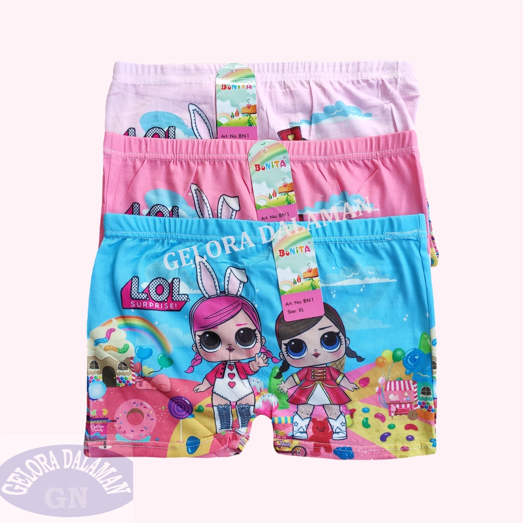 3 Pcs Celana Boxer Anak Perempuan Motif Kartun Celana Dalam Anak Cewek