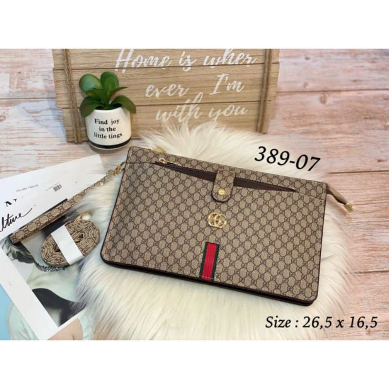 CLUTCH GUCCI KECIL IMPORT PREMIUM / CLUTCH TALI PANJANG & TALI TANGAN 3 SLOT al389-07