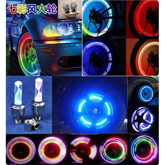 SSA Aksesoris Sepeda Lampu Led Tutup Pentil Ban Motor Mobil Sepeda Lampu Sepeda Led 7 Warna 2 PCS