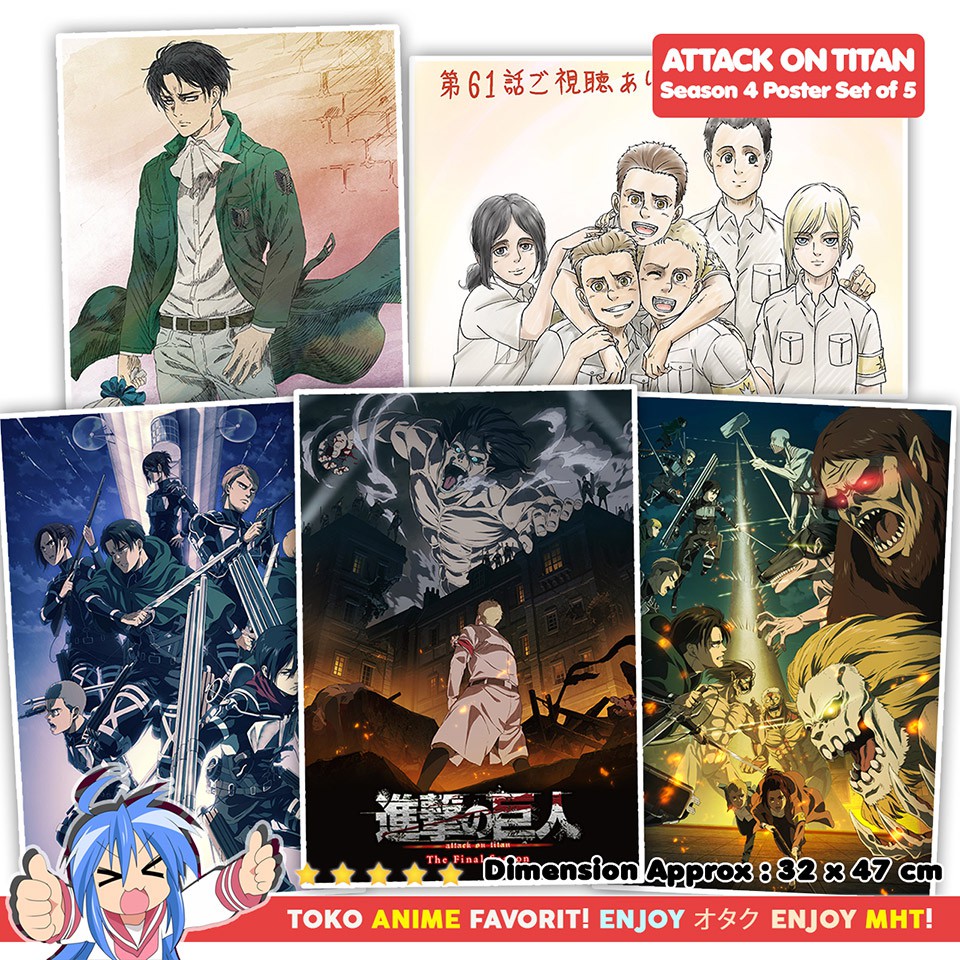 Poster Anime Shingeki no Kyojin Attack On Titan Season 4 Set Of 5