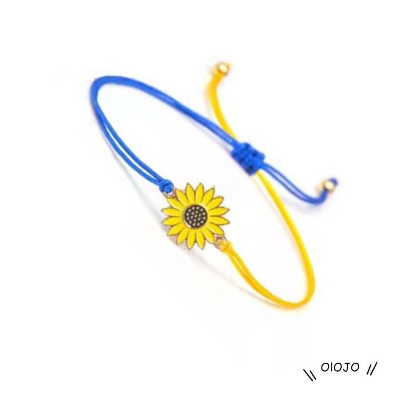 Gelang Persahabatan Tali Lilin Biru Kuning Alloy Bunga Matahari Daisy - ol2