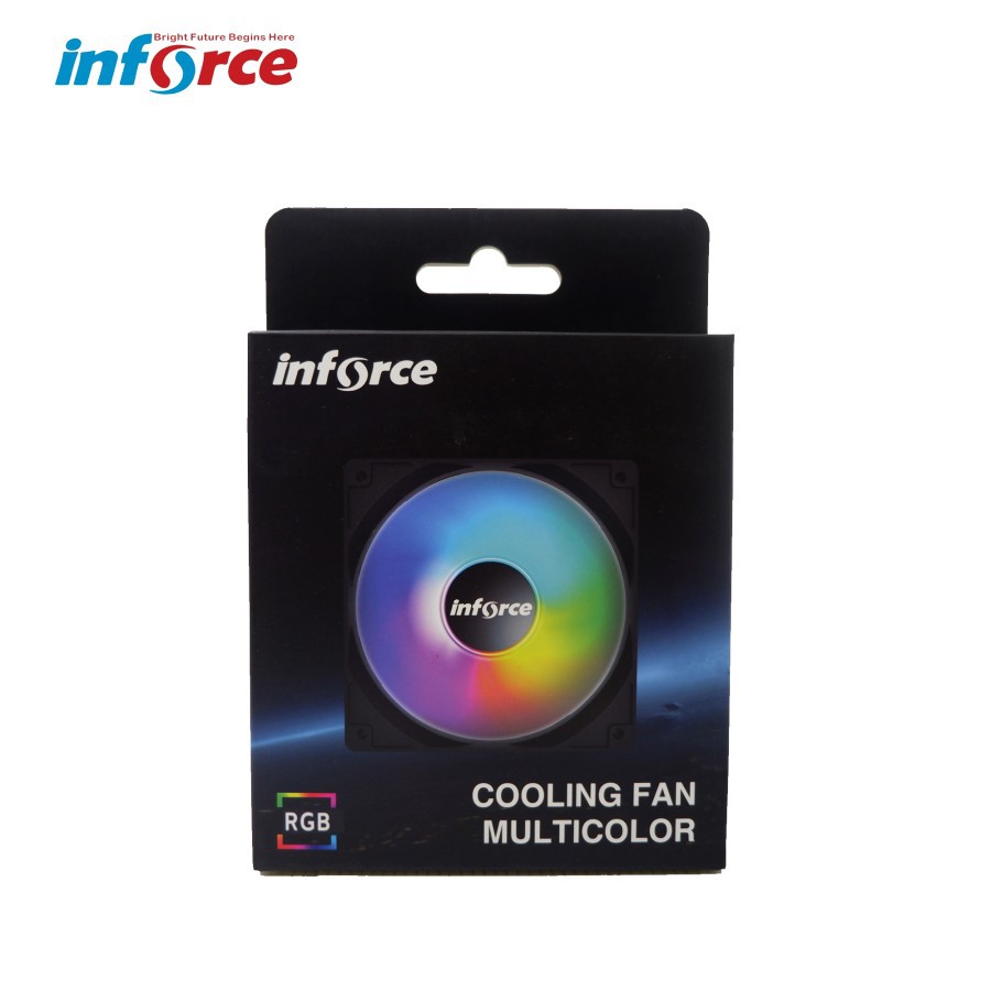 INFORCE COOLING FAN CASING 120MM 12CM RGB CPU COOLER - MULTICOLOR, FAN CASING RGB 12CM, FAN LED 12CM -  Inforce Cooling Fan RAINBOW - Inforce Cooling Fan RAINBOW SLIM RING - Inforce Cooling Fan MULTICOLOR