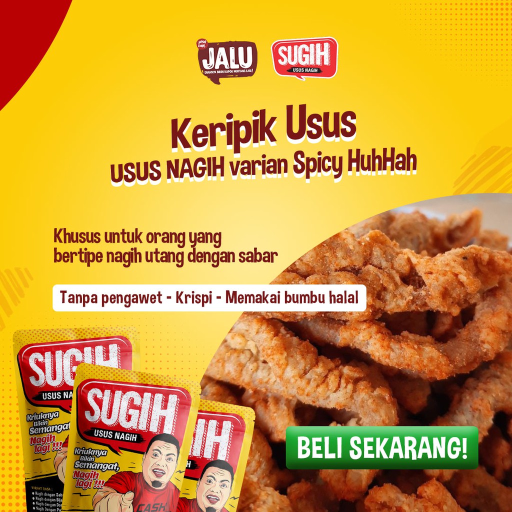 

Keripik Usus Ayam SUGIH Rasa Pedas Spicy HuHah