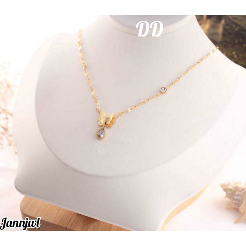 100% Kalung Butterfly Titanium asli anti karat KT-10