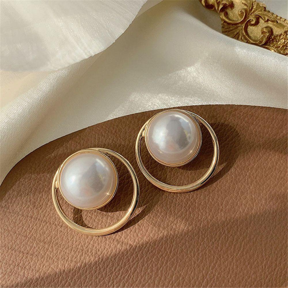 TOP Anting Mutiara Wanita Perhiasan Hadiah Pacar French Retro Ear Studs