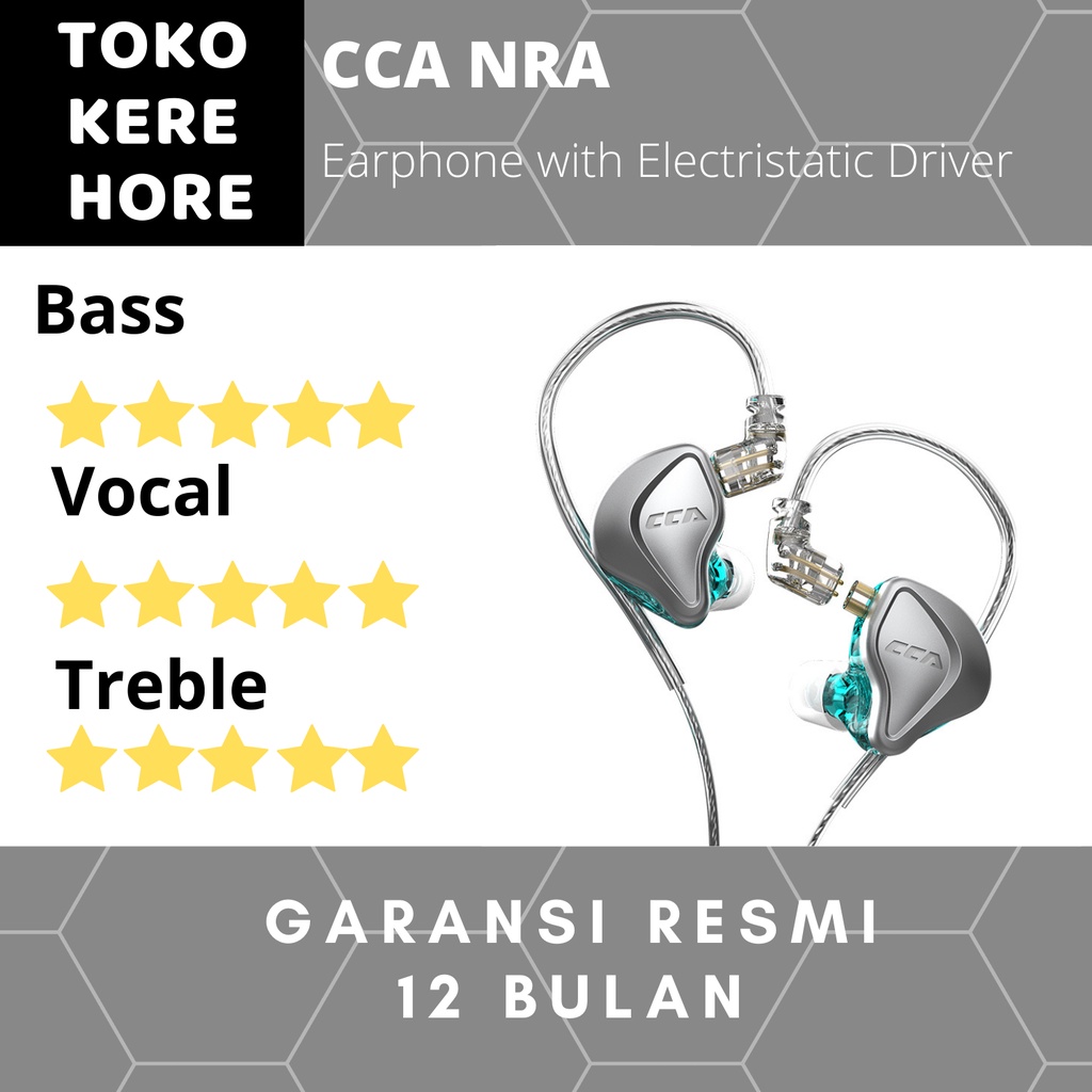 CCA NRA Dual Driver Earphone with mic - Electrostatic n Dynamic Driver