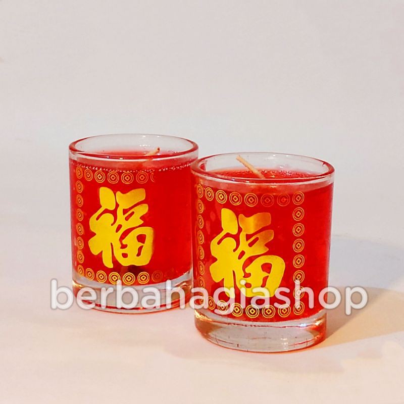 Lilin Jelly Warna Merah Sembahyang