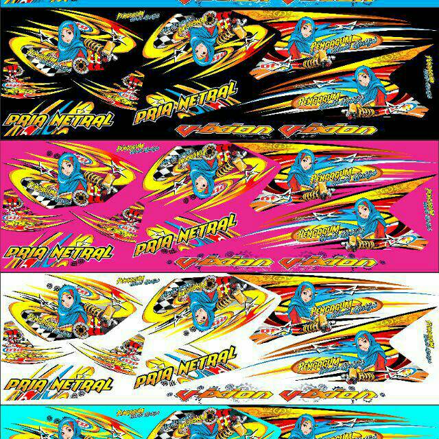 STRIPING VARIASI VIXION OLD wanita berhijab