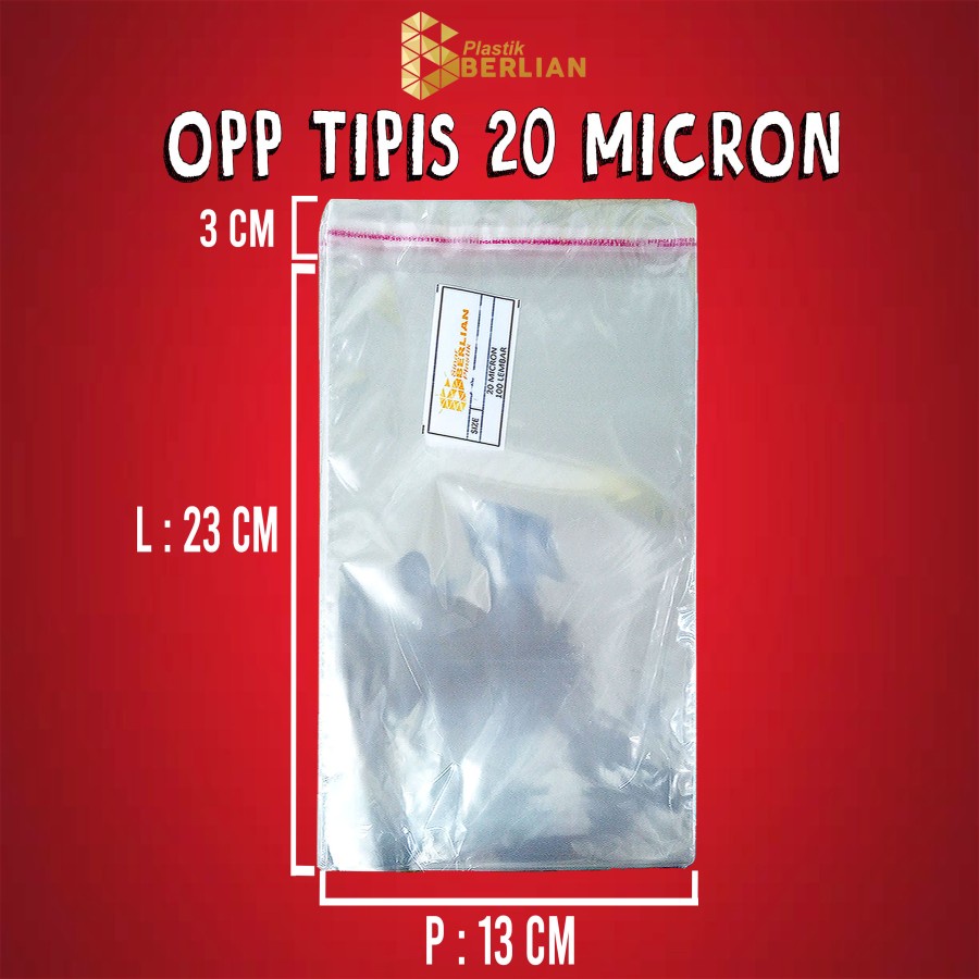 

13 x 23 cm Plastik OPP TIPIS (100 lbr) (lem/seal)