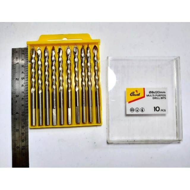 Mata bor multifungsi isi 10pcs / Multi purpos drill bits 8 x 120mm