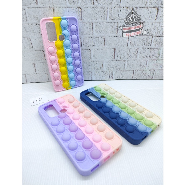 SILICONE CASE POP IT VIVO Y30 Y50 Y30i - CASE PENGHILANG STRESS PUSH IT BUBBLE CASE RAINBOW