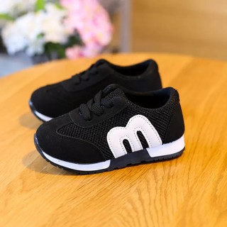 Grisea Sepatu Sport Running Anak Casual / Kids Sports Shoes Boys Girls Casual Letter M - BLACK
