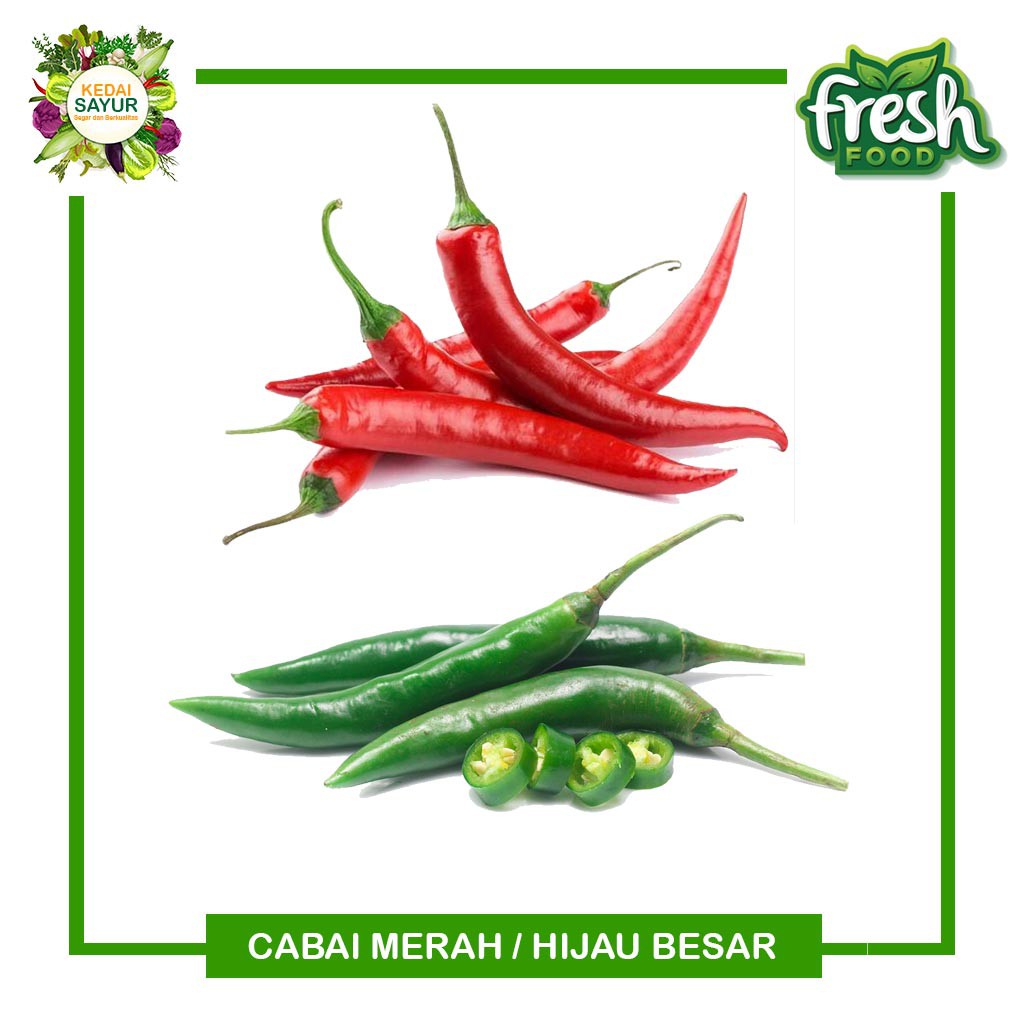 

Cabai Merah Besar / Cabe Hijau Besar 100 Gram- Gerai Sayur Segar Depok