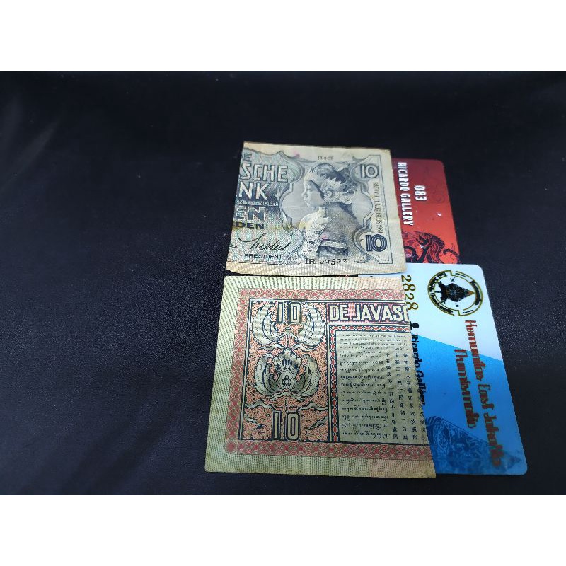 uang kuno 10 gulden wayang senering kanan kondisi bekas