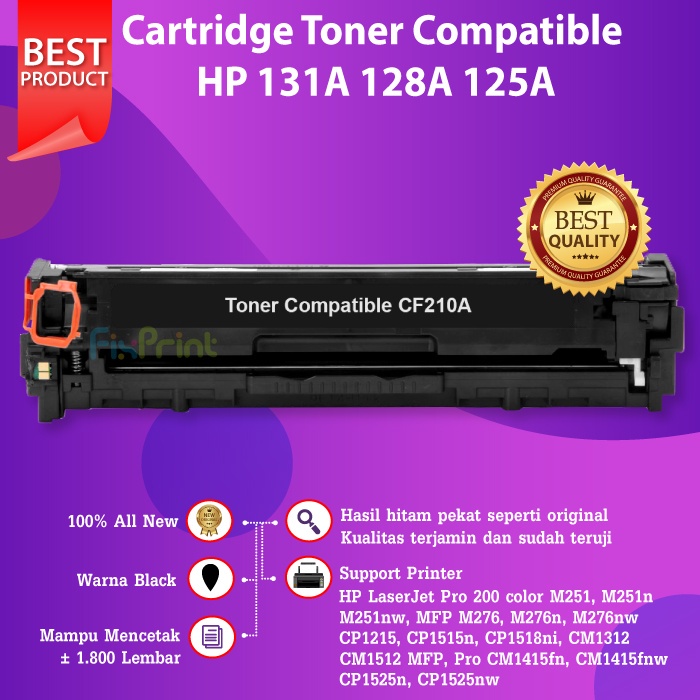 Cartridge Toner Compatible HP 131A CF210A 128A CE320A 125A CB540A Black Cyan Magenta Yellow CRG-416