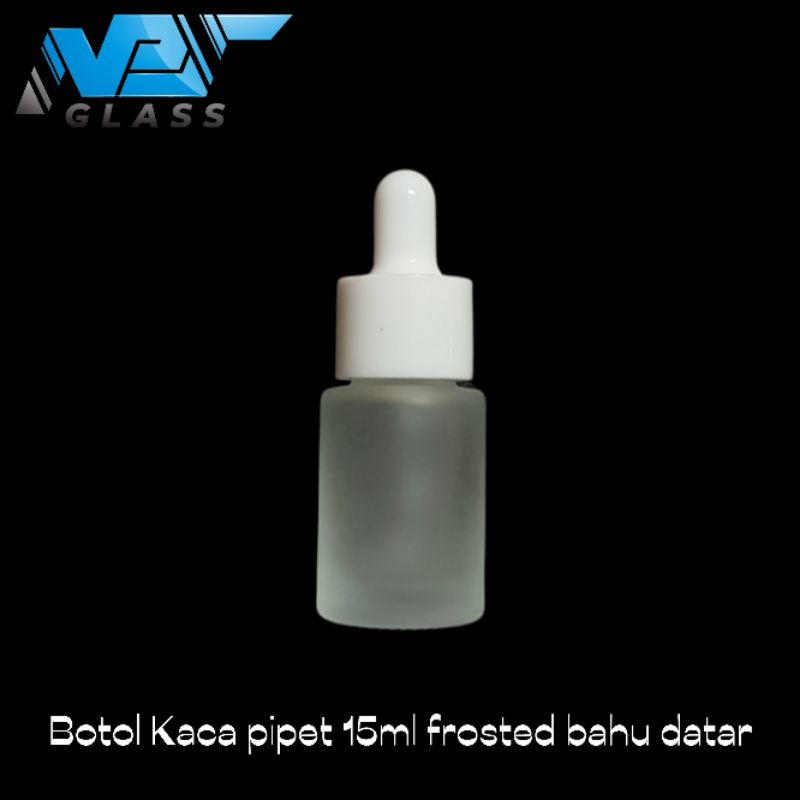 botol kaca 15ml frosted bahu datar bening / botol kaca frosted doff