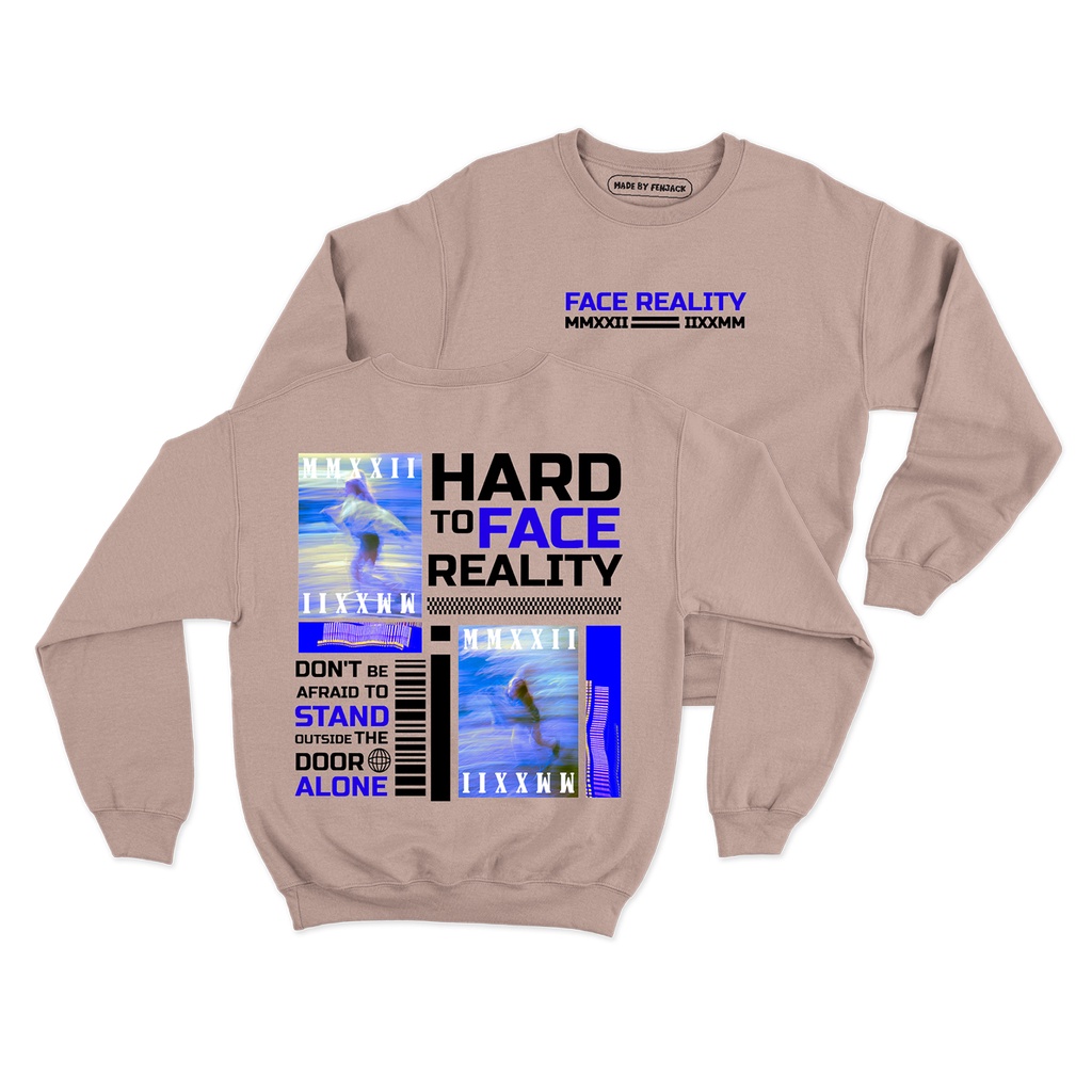 Sweaterpolos Basic Sweater FACE REALITY ( Sablon ) Unisex Pria &amp; Wanita