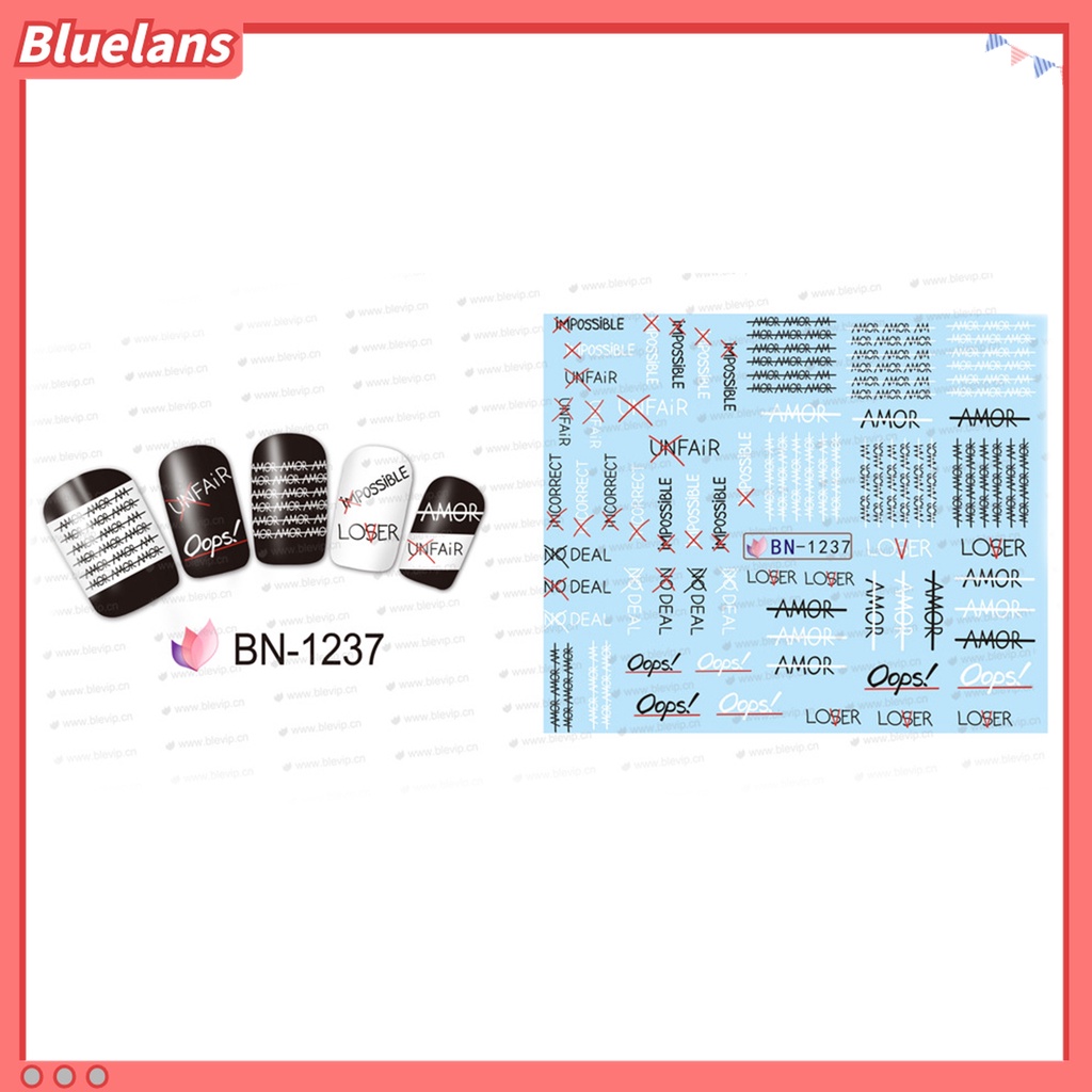 (In Stock) Kacamata Hitam Lensa Warna Warni ♡Stiker Kuku Motif Tulisan Tahan Lama Untuk Festival