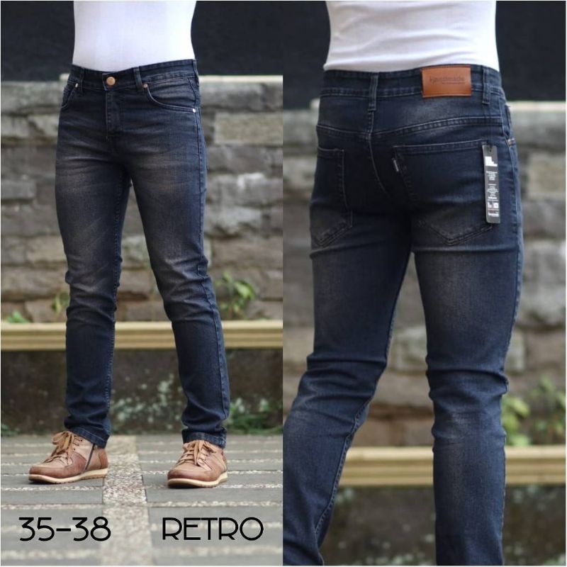 Celana Jeans Pria Naomi Hitam Size 28-38 Big Size Original Handmade