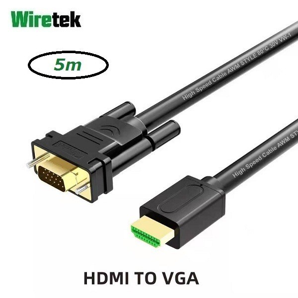 Wiretek Kabel HDMI to VGA 5meter Aktif