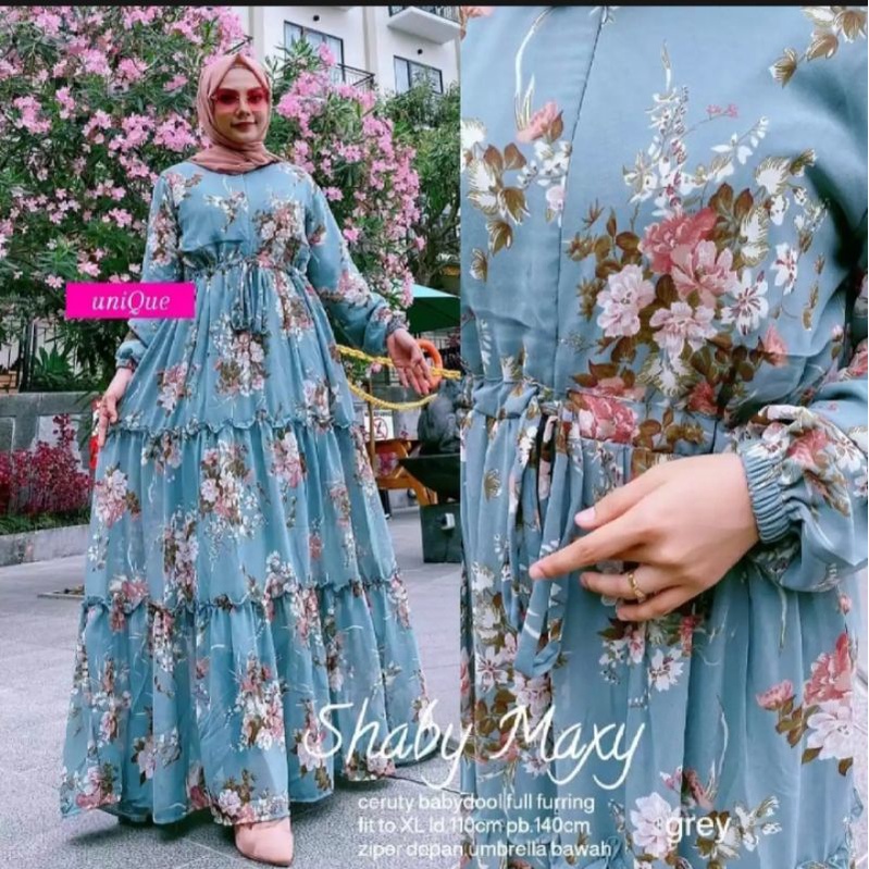 gamis ceruty wanita // gamis muslimah wanita // gamis ceruty kembang // gamis model terbaru