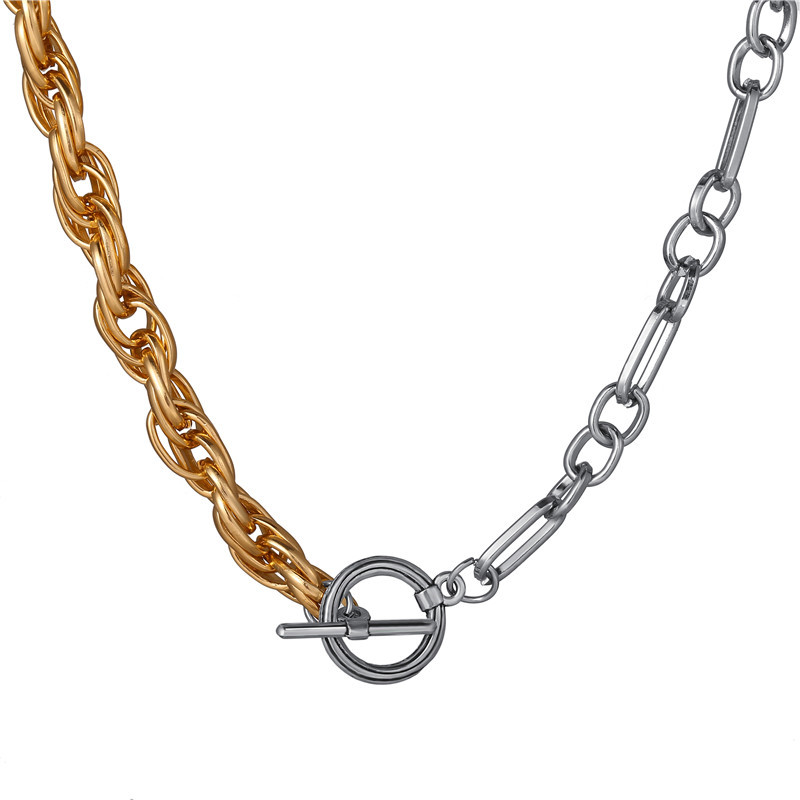 Kalung Rantai Multilayer Tebal 17km Warna Gold Silver Gaya Korea Retro Untuk Aksesoris Perhiasan-10