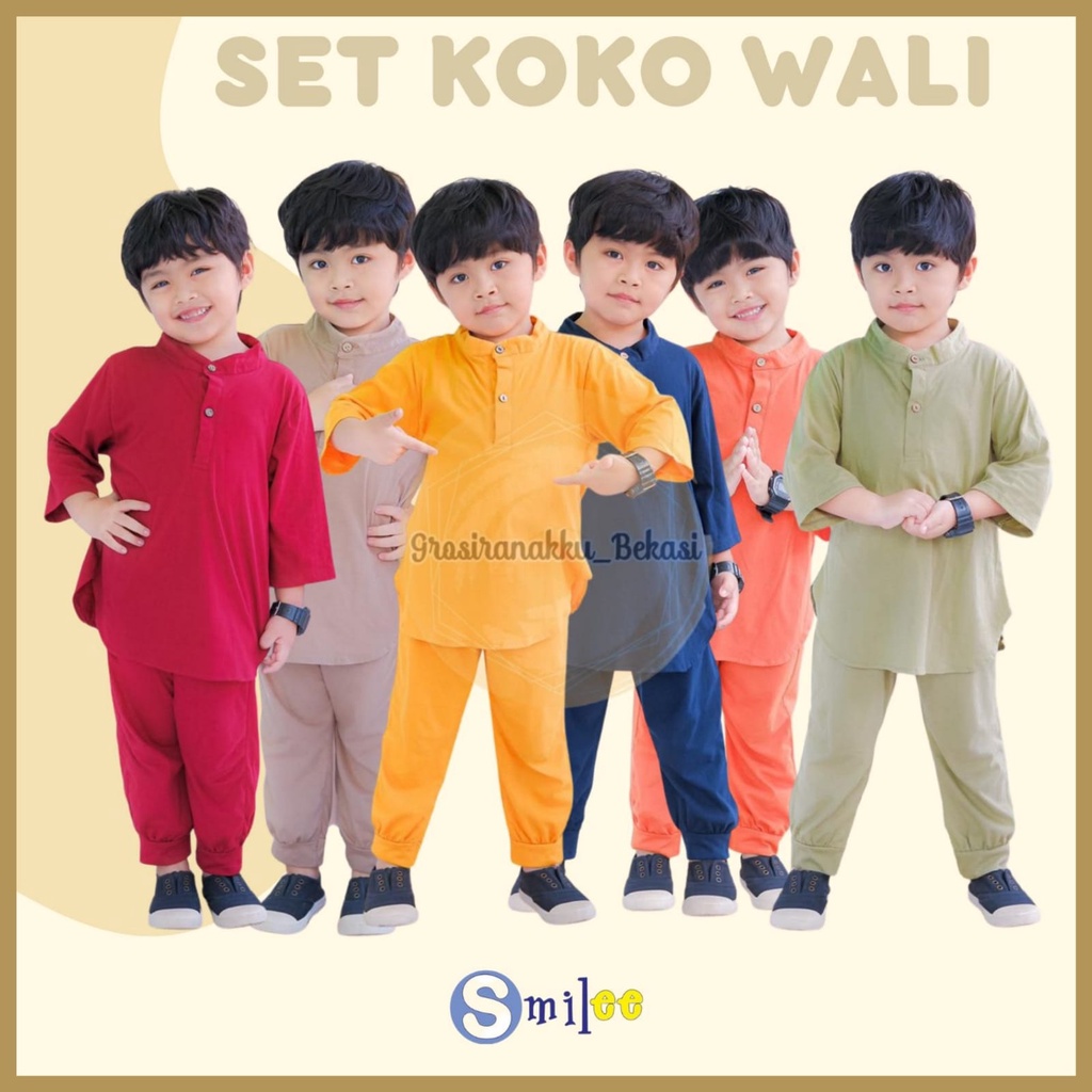 Setelan Koko Anak Kaos Wali Mix Warna 1-5Tahun