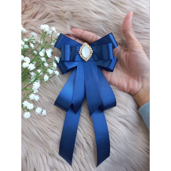 korean ribbon brooch pita satin