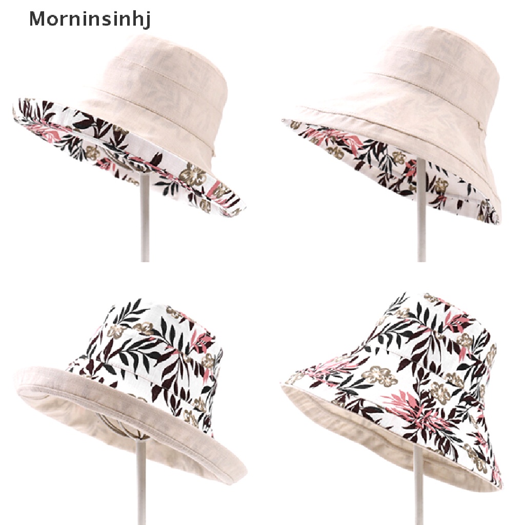 Mornin Topi Bucket / Fisherman Brim Lebar Anti UV Untuk Wanita / Musim Panas / Pantai