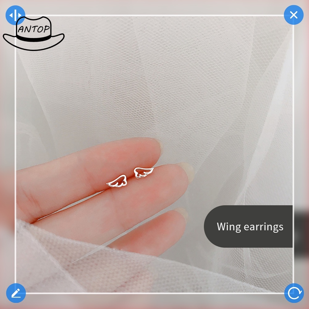 Trendy Silver Heart Stud Earrings Minimalis Cinta Bunga Anting-Anting Untuk Wanita Mahasiswa Remaja Perhiasan Hadiah ANTOP