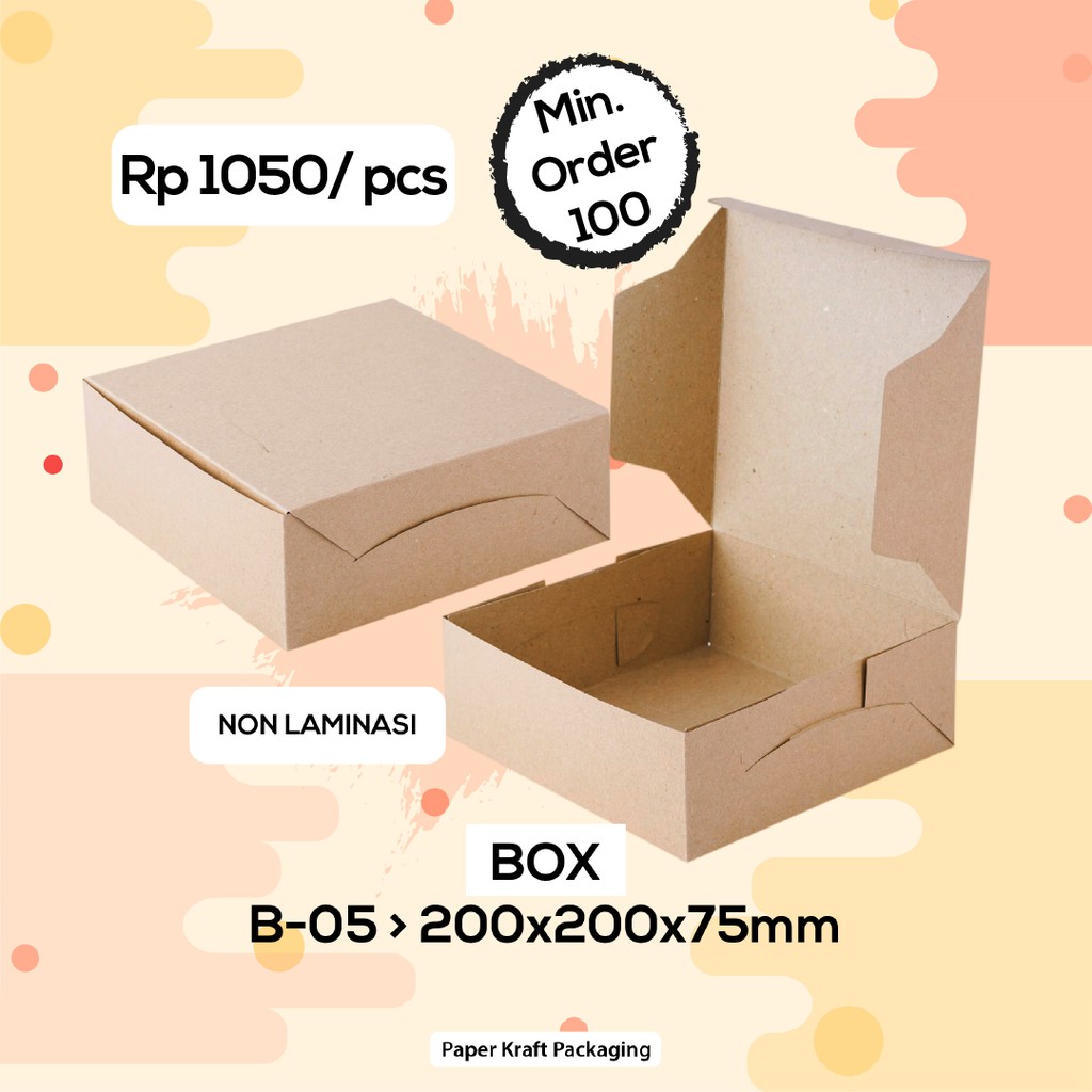 

20x20x7.5cm Packaging Nasi Box Dus Nasi atau Box Catering Kotak Makan Nasi Paper Kraft Non Laminasi