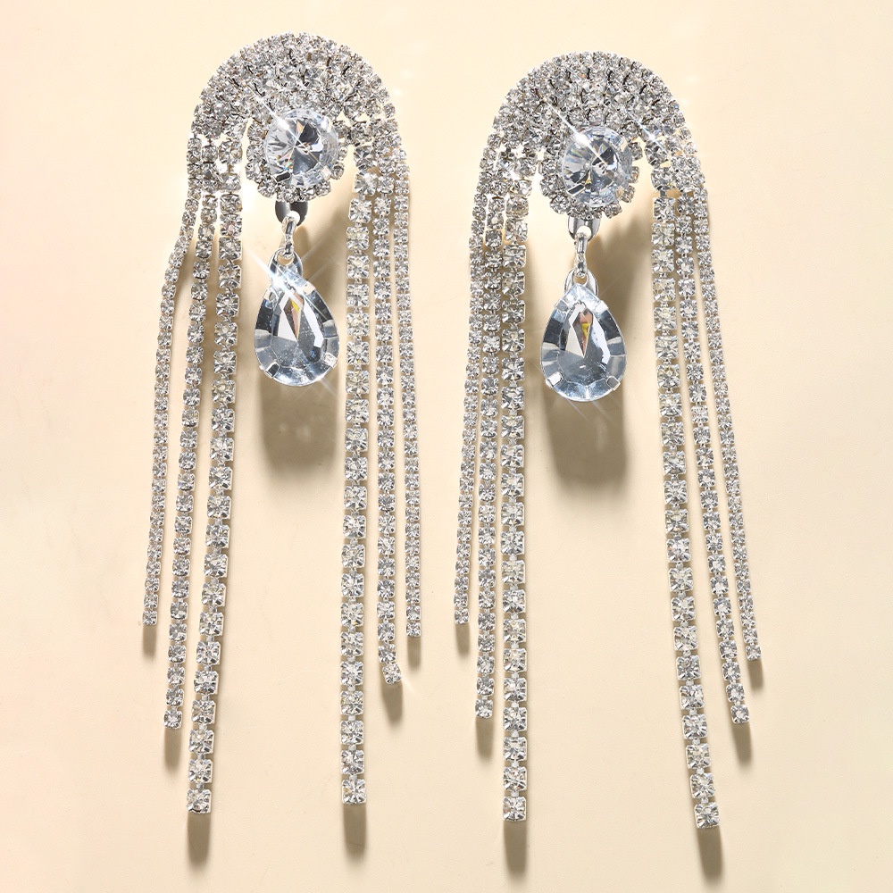 Anting Rumbai Berlian Imitasi Bentuk Water Drop