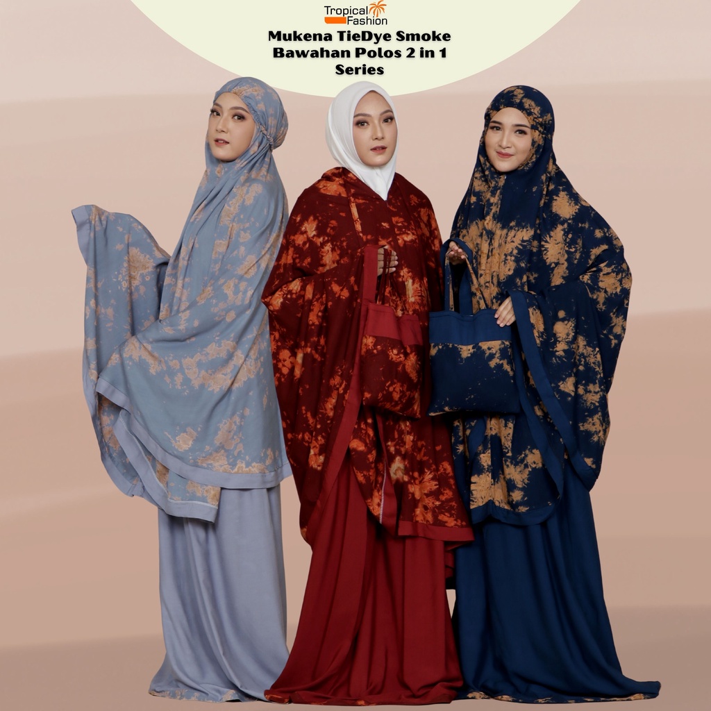 Mukena Bali Tiedye Smoke Bawahan Polos 2 In 1 By Zahwa Untuk Dewasa Dan Remaja Bahan Rayon Janger Premium