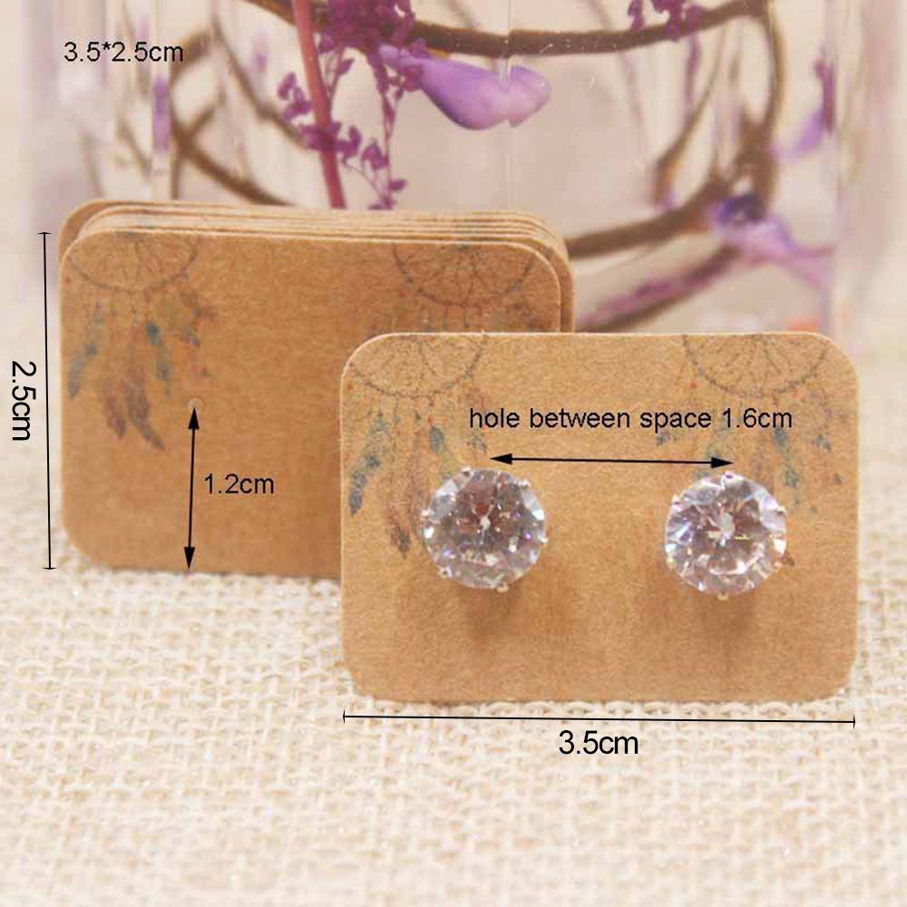 R-flower 100PCS Kartu Paket Anting Gift Packing Tag Aksesoris DIY Motif Bunga