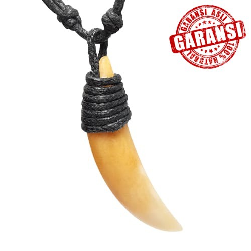 Grosir (SSC) Kalung Liontin Pria Taring Harimau Material Tulang Premium Termurah