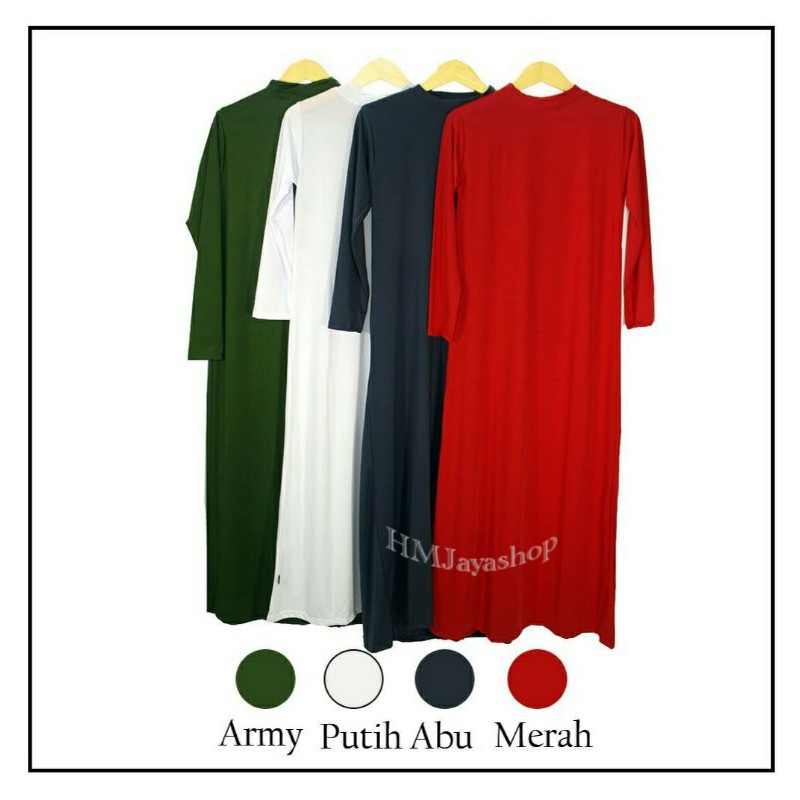 Inner Dress Lengan Panjang Balon Iner Gamis Polos Spandex