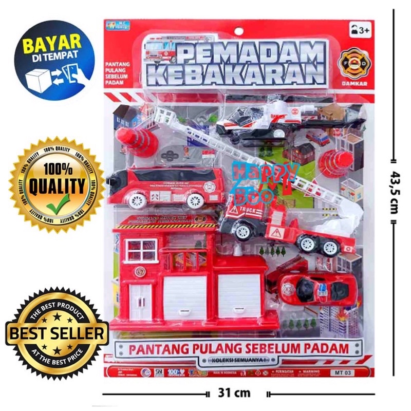 mainan mobil truck mobil pemadam kebakaran set isi 6 cars toys mobil damkar set besar Damk