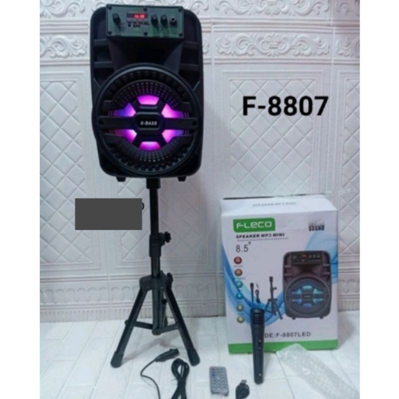 SPEAKER BLUETOOTH KARAOKE FLECO F-8805/F-8806/F-8807/F-8808 8,5&quot; BONUS MIC + STAND/ SPEAKER SUPER BASS