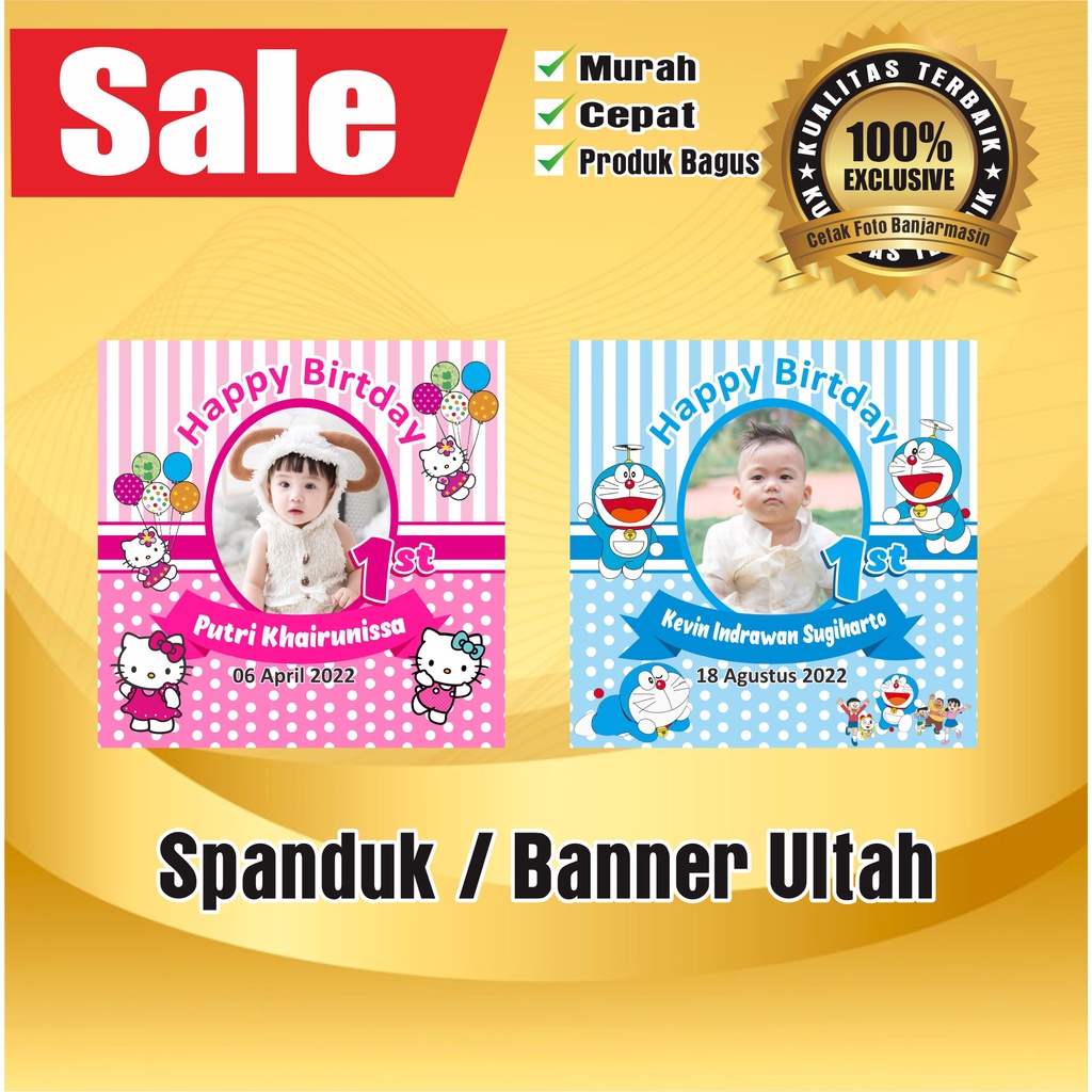 Banner / Backdrop Ulang Tahun Anak Custom / Spanduk Ultah / Spanduk Happi Birthday / Banner Ultah / 
